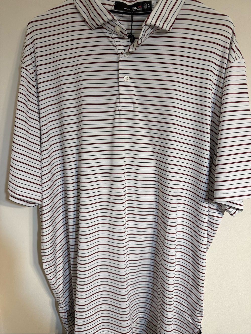 NWT RLX ralph Lauren Golf Polo Shirt Men’s Striped Red White Black size XL $110